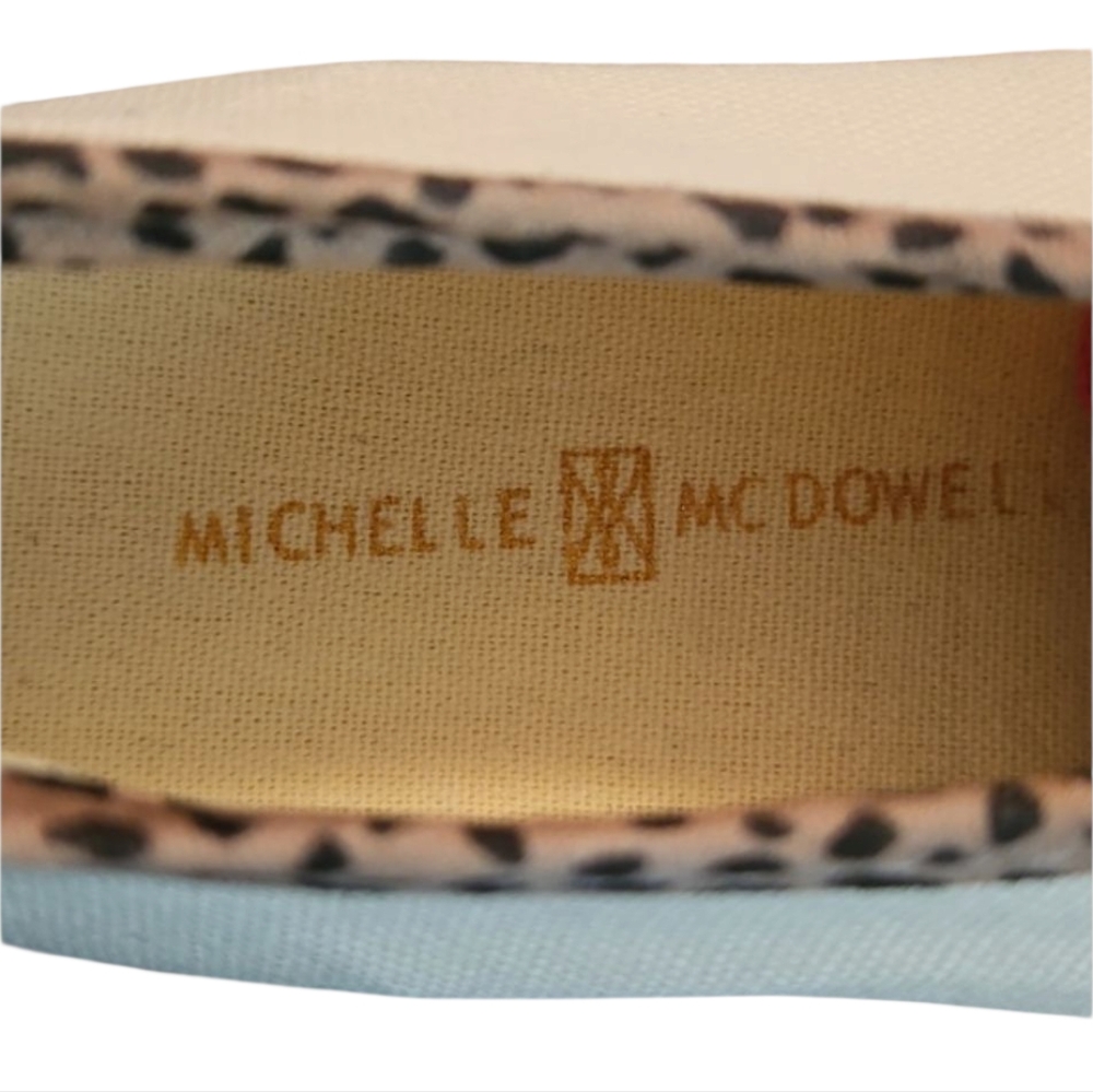 Michelle McDowell Cream Leopard Trim Braided Jute Womens Sneakers Sz 10 - Picture 6 of 11
